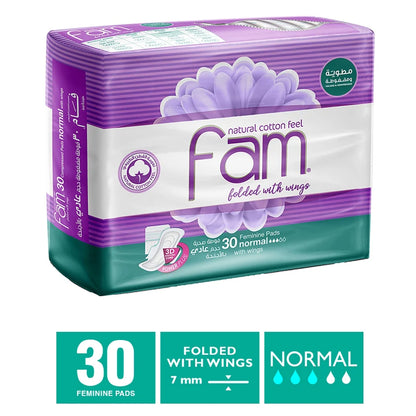 Fam Maxi Thick Folded Normal Sanitary Pads with Wings (30 pcs)