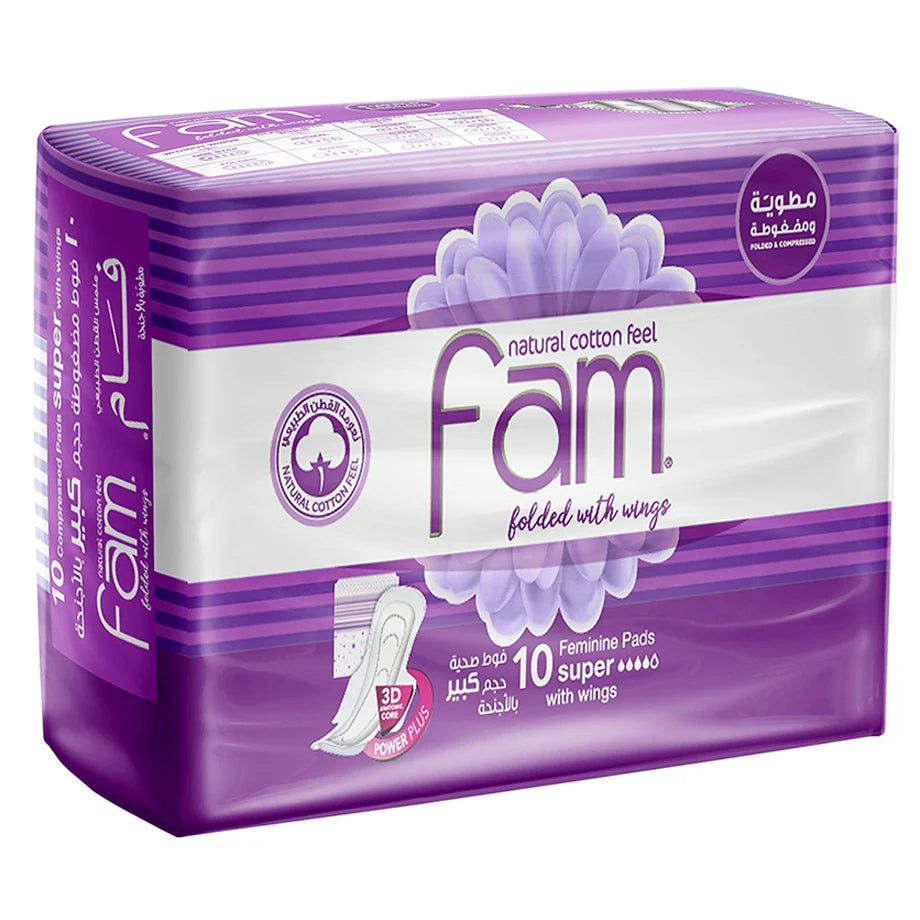 Fam Maxi Thick Folded Sanitary Pads with Wings (Super 10 Pads)