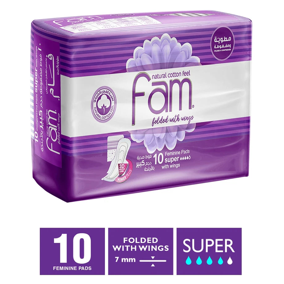 Fam Maxi Thick Folded Sanitary Pads with Wings (Super 10 Pads)