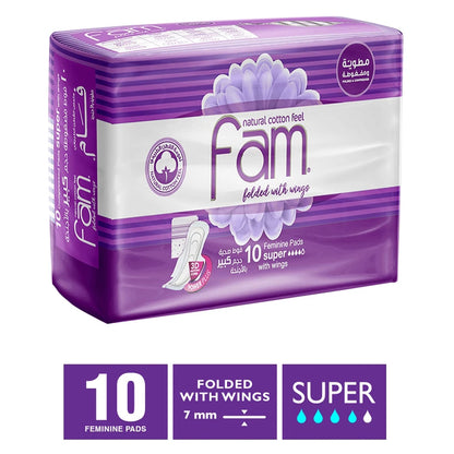 Fam Maxi Thick Folded Sanitary Pads with Wings (Super 10 Pads)