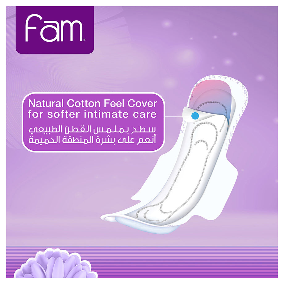 Fam Maxi Thick Folded Night Sanitary Pads with Wings (8 Pads)