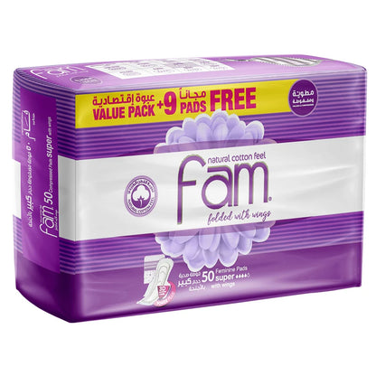 Fam Maxi Folded Sanitary Pads with Wings (Super 50 Pads)