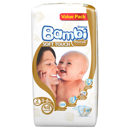 Bambi Baby Diapers Size 2 (3–6 kg) Pack of 48 (Value Pack)
