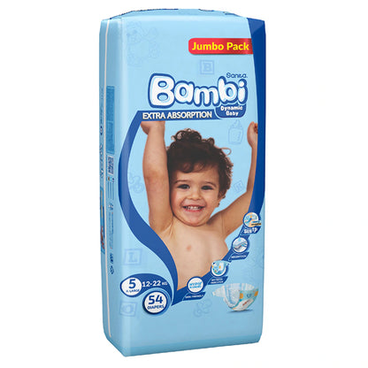 Bambi Baby Diapers Size 5 (13–25 kg) Pack of 54 (Jumbo Pack)