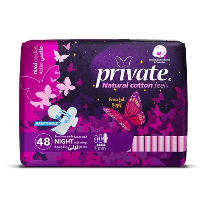 Private Maxi Pocket Night Sanitary Pads (48 pcs)
