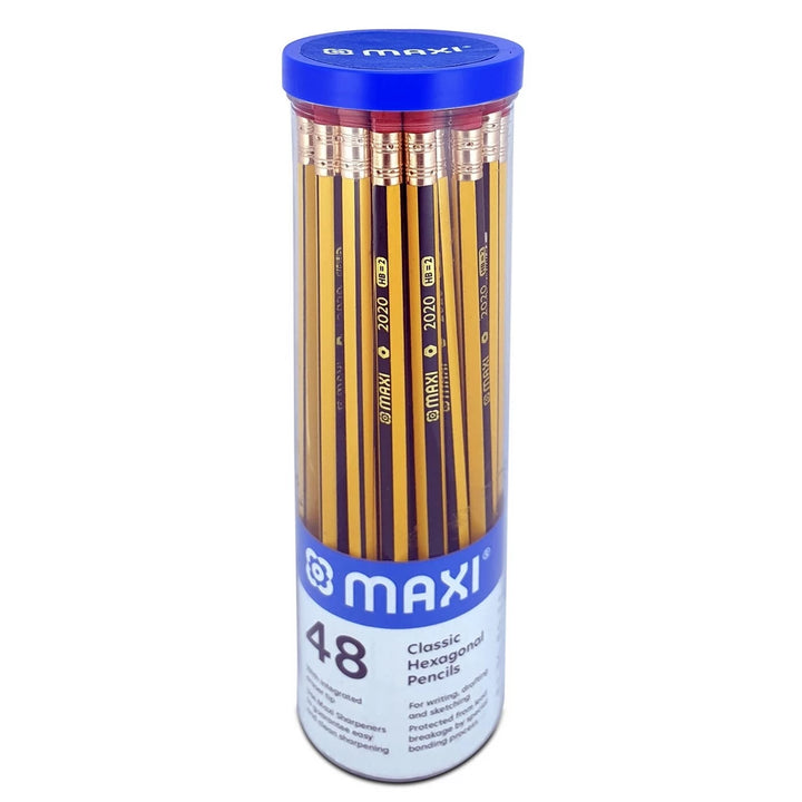 Maxi - Classic Hexagonal Graphite Pencil HB w/ Eraser Tip Pack of 48