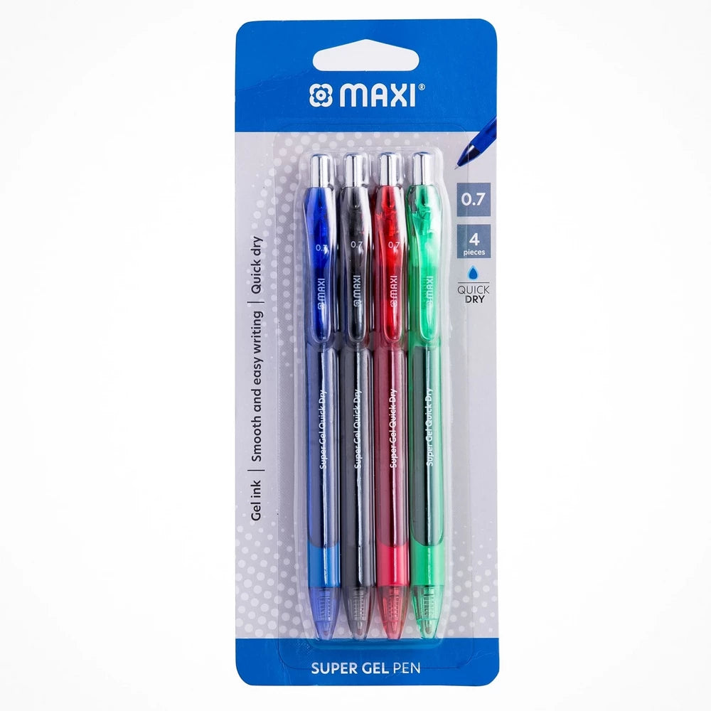 Maxi - Gel Pen 0.7mm Pack of 4 (Asst.)