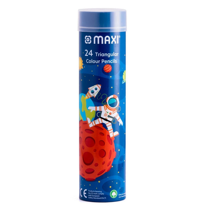 Maxi - Triangular Colour Pencils Pack of 24 Round Tin