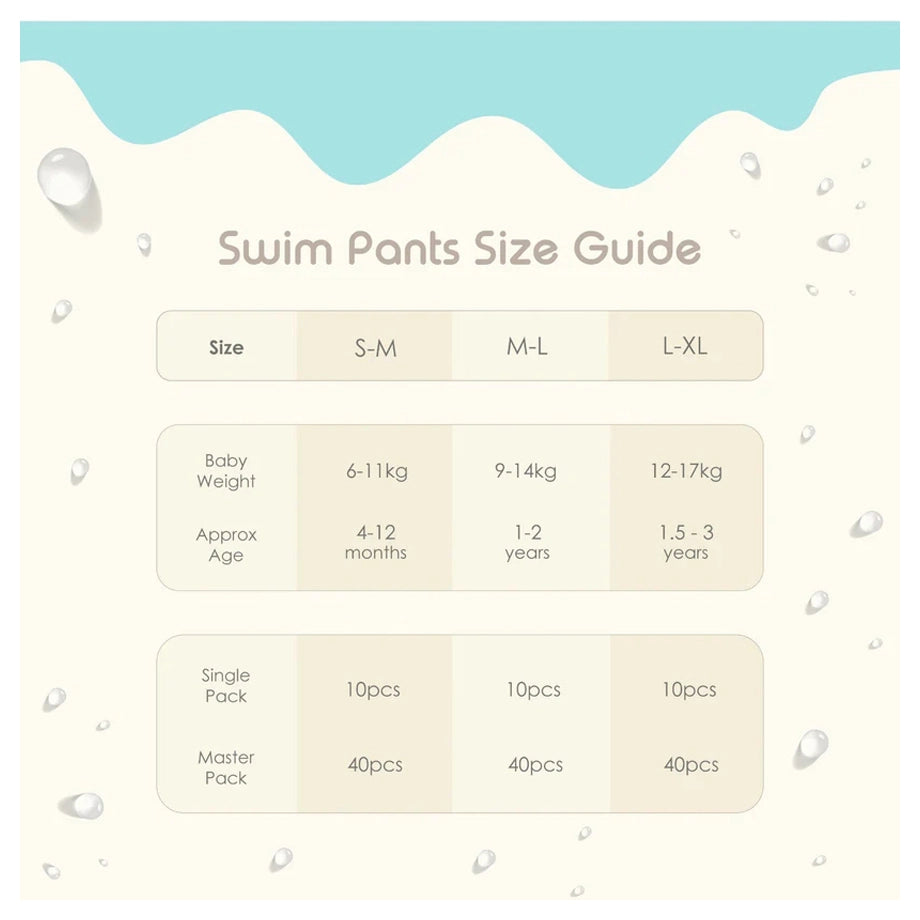 Pureborn Bio-Based Bamboo Swim Pants 10 Count (Medium/Large 9–14 kg)
