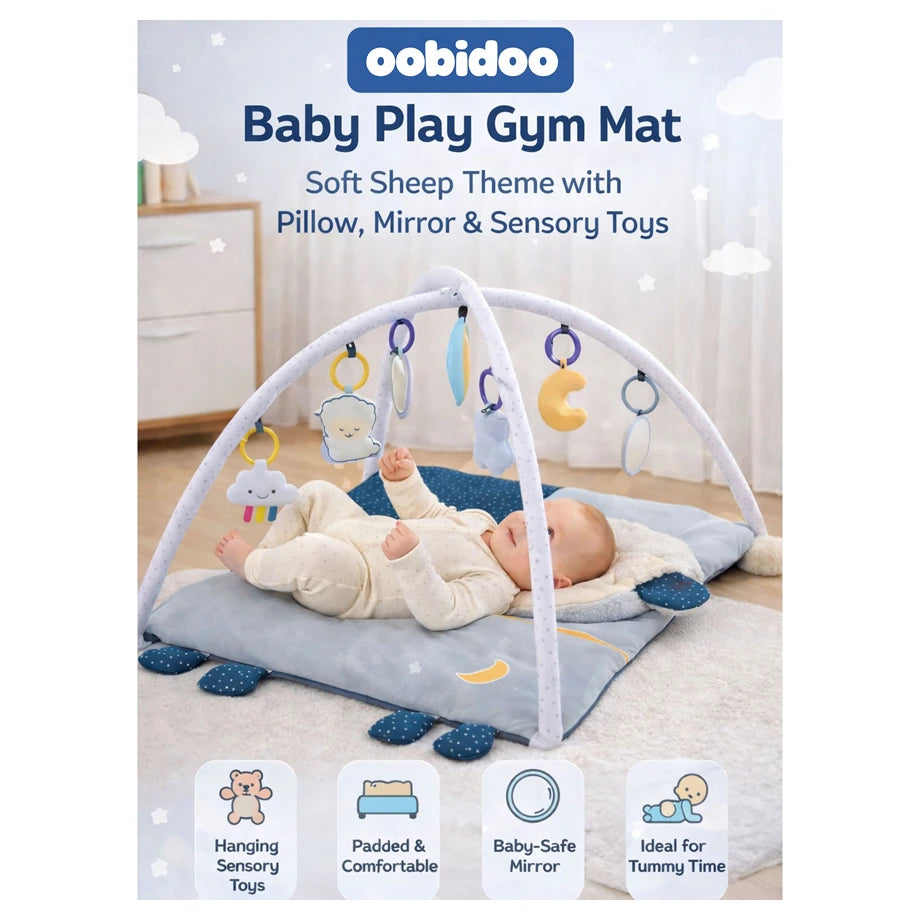 Oobidoo Baby Play Gym Mat with Hanging Toys & Mirror