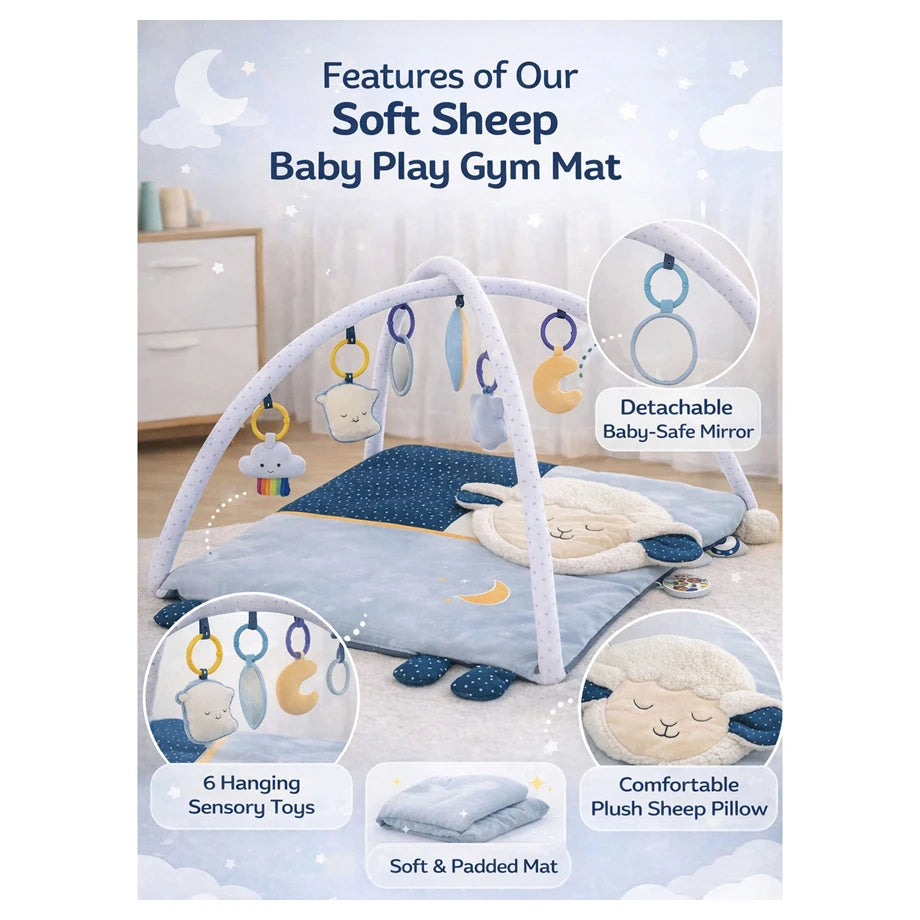 Oobidoo Baby Play Gym Mat with Hanging Toys & Mirror