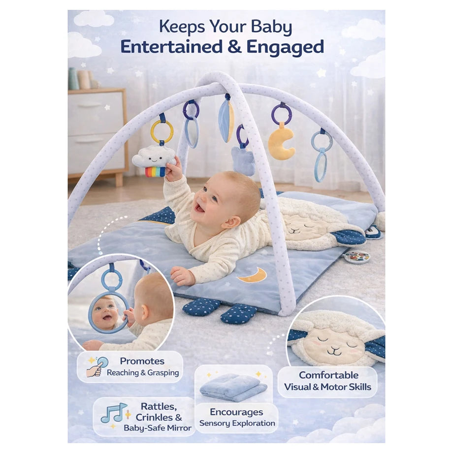 Oobidoo Baby Play Gym Mat with Hanging Toys & Mirror