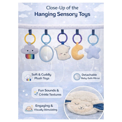 Oobidoo Baby Play Gym Mat with Hanging Toys & Mirror