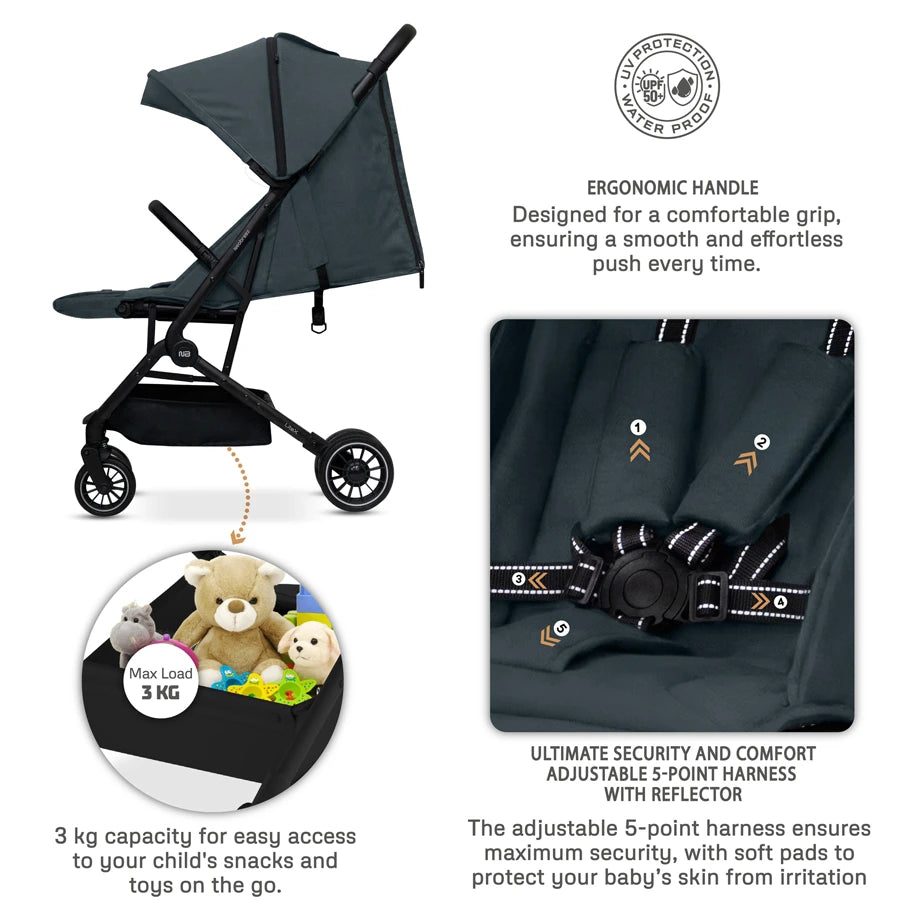 Neobreez Litex Ultra-Lightweight Cabin Travel Stroller (Grey)