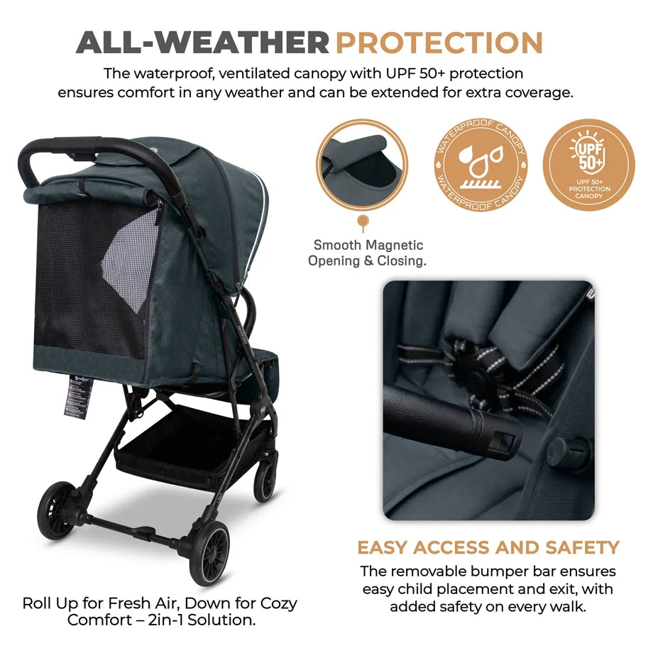 Neobreez Litex Ultra-Lightweight Cabin Travel Stroller (Grey)