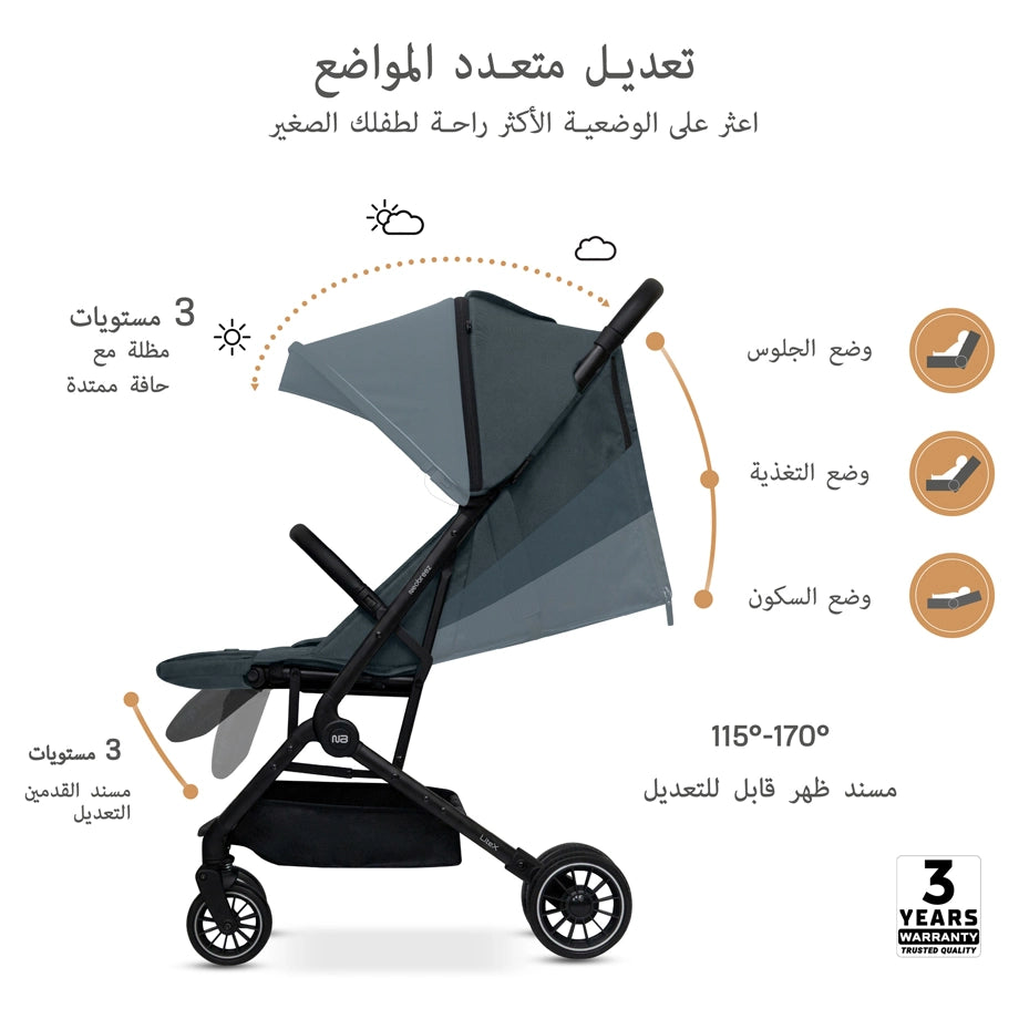 Neobreez Litex Ultra-Lightweight Cabin Travel Stroller (Grey)