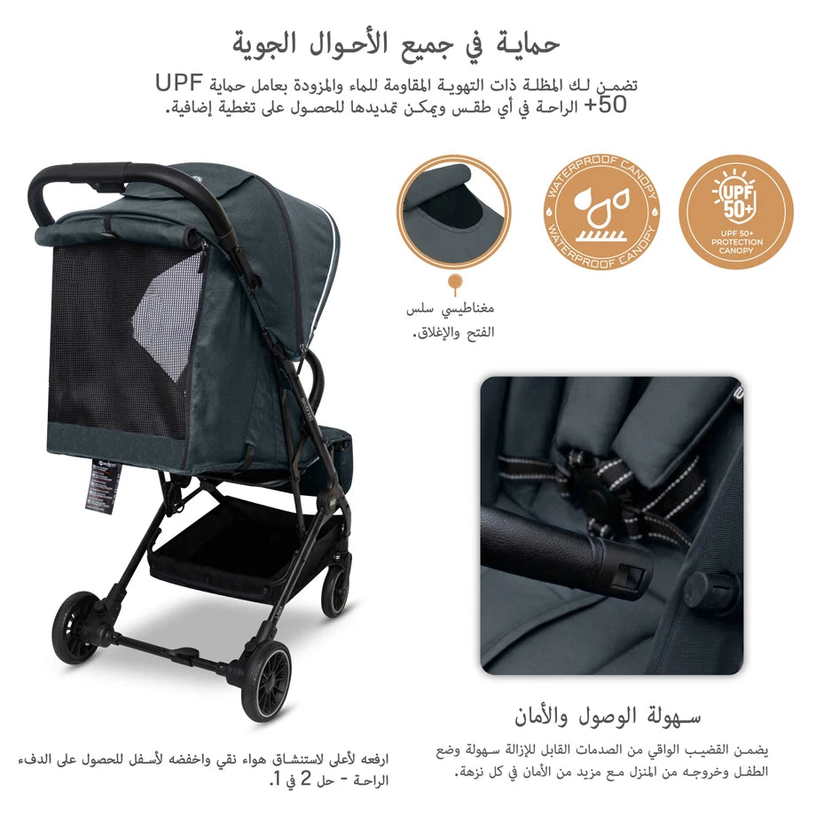 Neobreez Litex Ultra-Lightweight Cabin Travel Stroller (Grey)