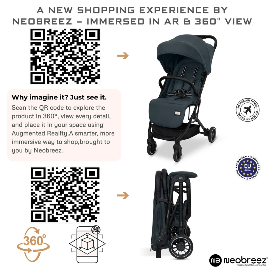 Neobreez Litex Ultra-Lightweight Cabin Travel Stroller (Grey)