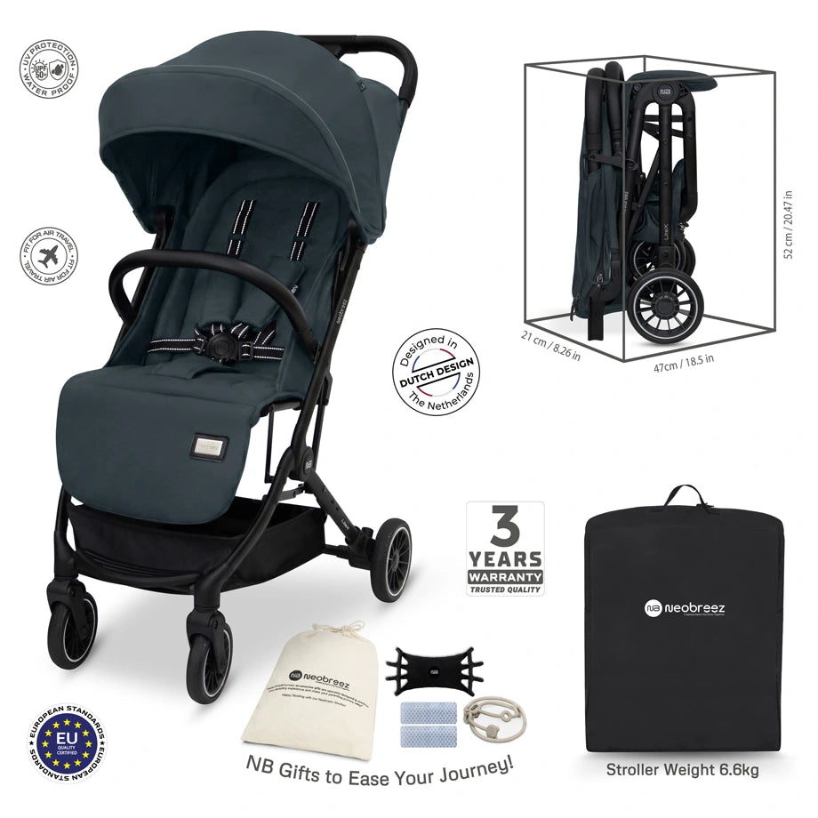 Neobreez Litex Ultra-Lightweight Cabin Travel Stroller (Grey)