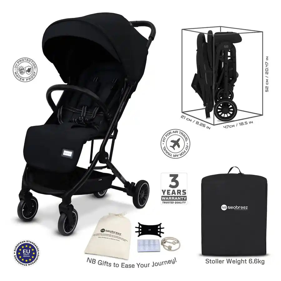 عربة أطفال Neobreez Litex Compact للسفر بحجم المقصورة عربة أطفال Neobreez Litex Compact للسفر بحجم المقصورة