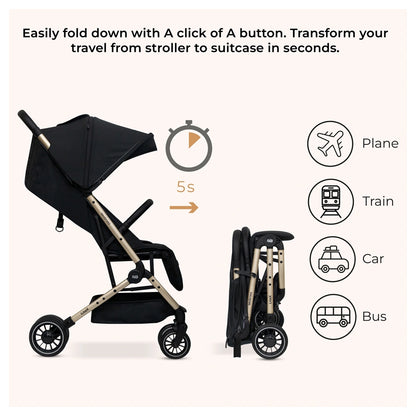 Neobreez Litex Compact Cabin Stroller Travel Stroller (Black/Gold)