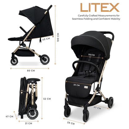 Neobreez Litex Compact Cabin Stroller Travel Stroller (Black/Gold)
