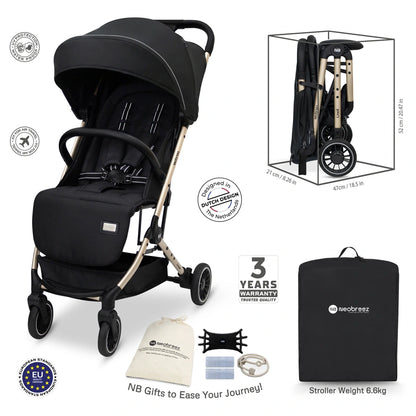 Neobreez Litex Compact Cabin Stroller Travel Stroller (Black/Gold)