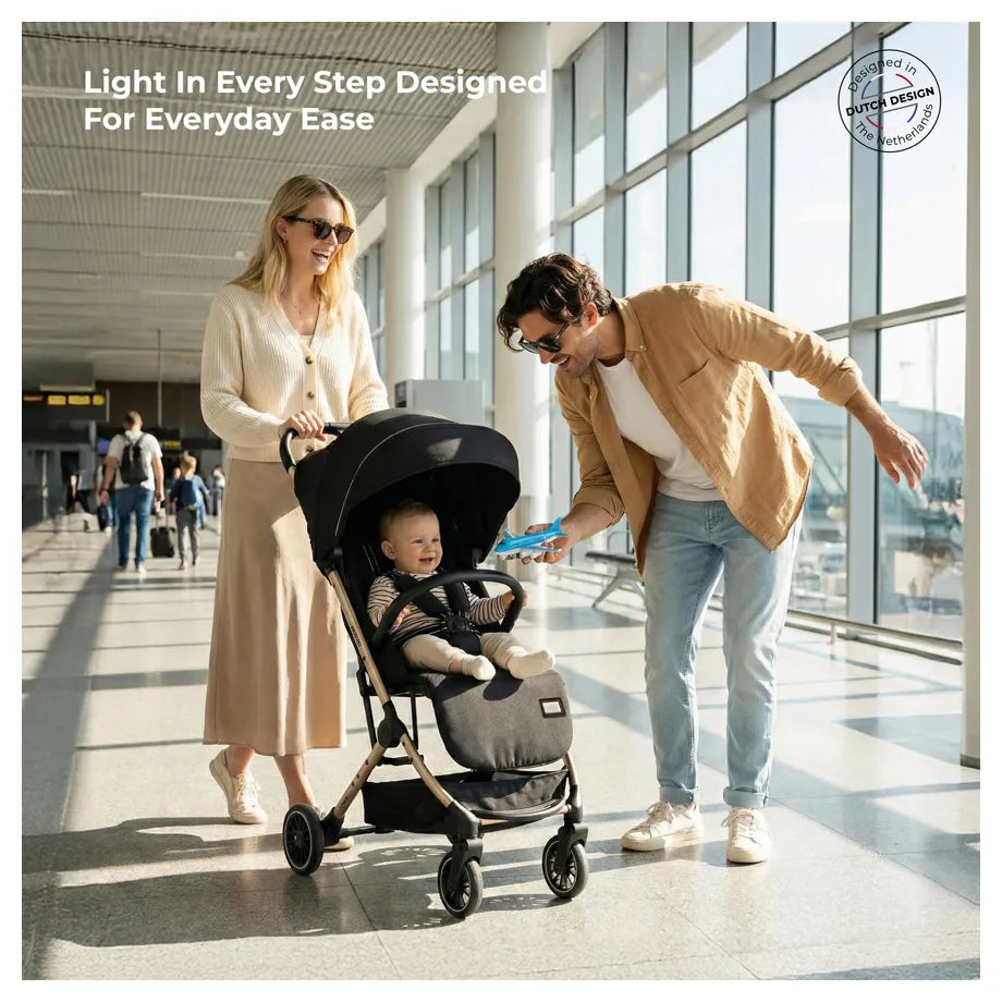 Neobreez Litex Compact Cabin Stroller Travel Stroller (Black/Gold)