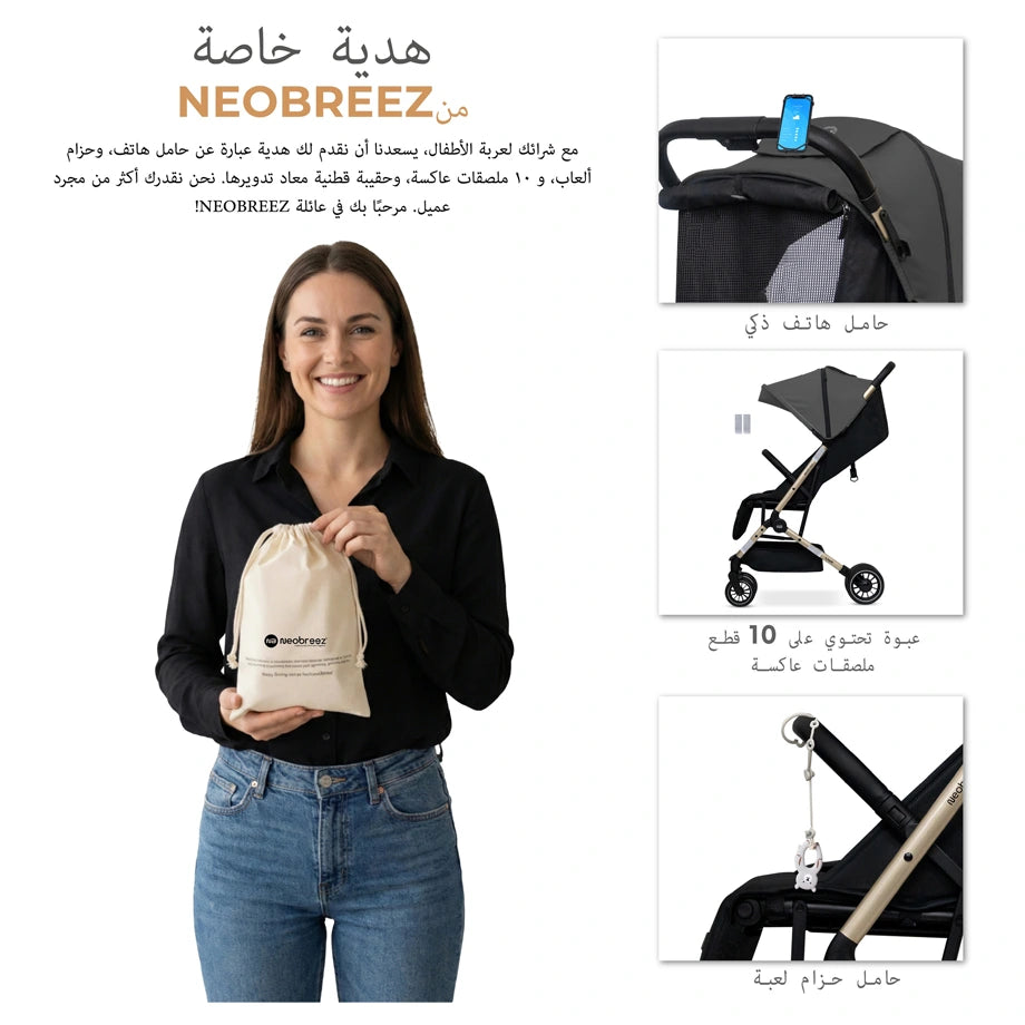 Neobreez Litex Compact Cabin Stroller Travel Stroller (Grey/Black with Gold Frame)