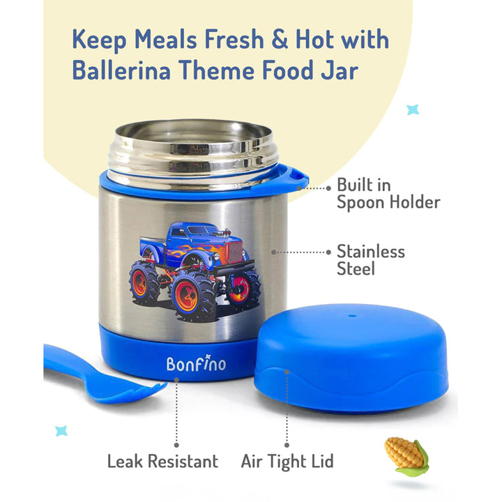 Bonfino Monster Truck Theme Food Jar (Blue)