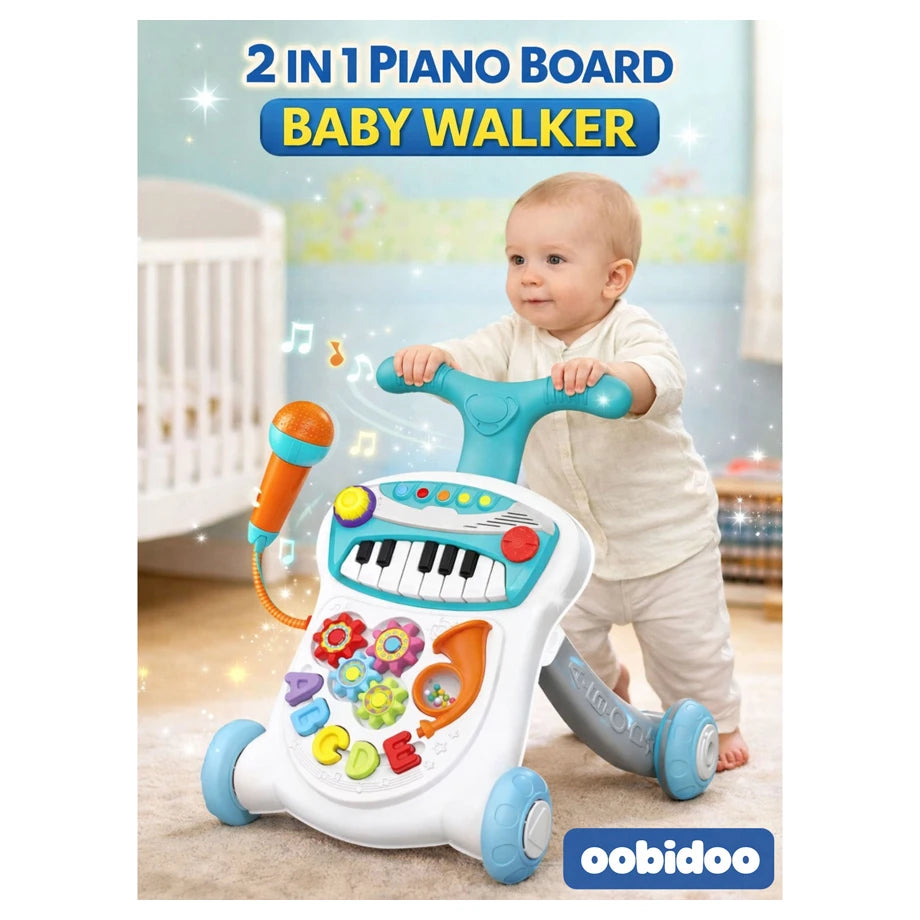 Oobidoo 2-in-1 Piano Baby Walker with Activity Panel