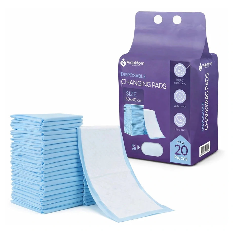VidaMom Disposable Changing Pads (20 Pieces) (Blue)