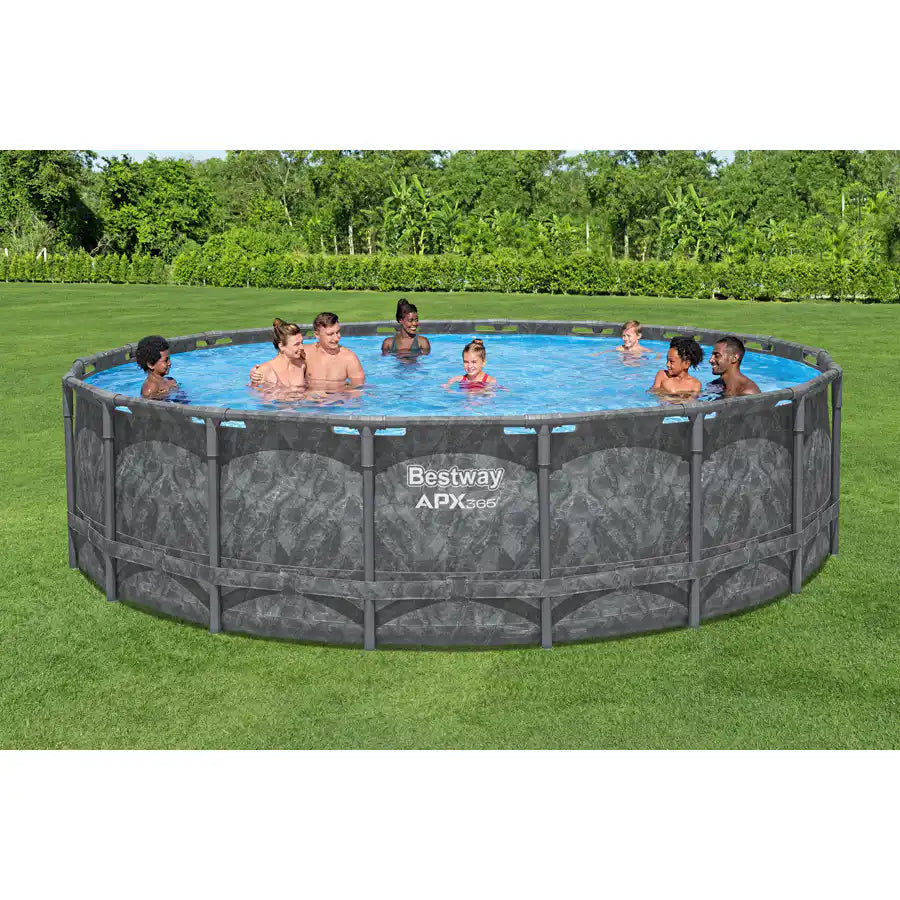 مجموعة حمام سباحة دائري من Bestway Apx 365 (18 قدمًا × 52 بوصة/5.49 مترًا × 1.32 مترًا) مجموعة حمام سباحة دائري من Bestway Apx 365 (18 قدمًا × 52 بوصة/5.49 مترًا × 1.32 مترًا)