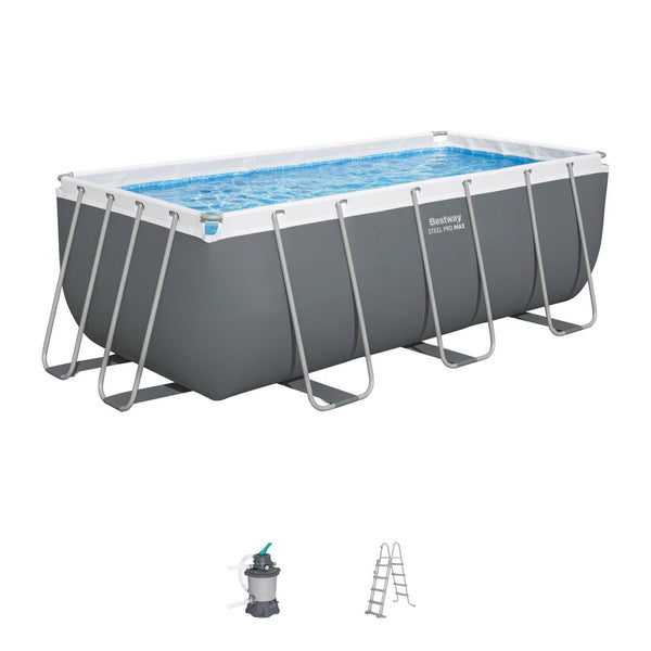 Bestway Power Steel Rectangular Pool Set (13'6" x 6'7" x 48"/4.12m x 2.01m x 1.22m)