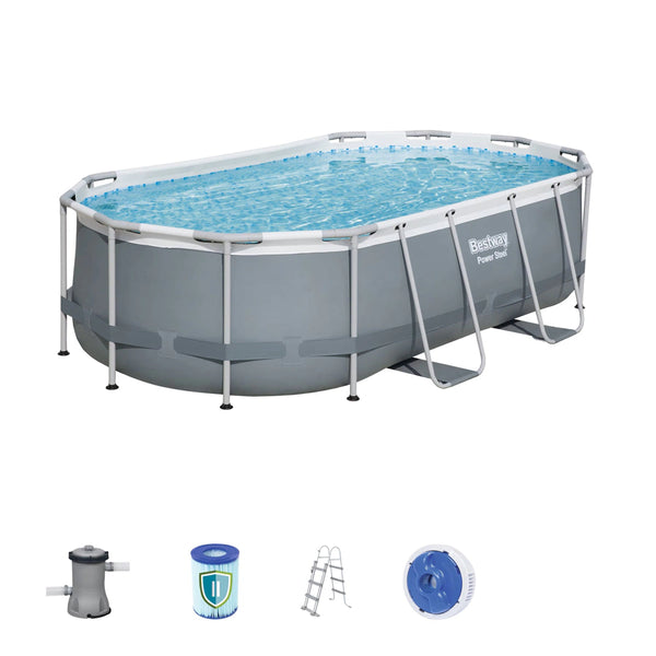 Bestway Power Steel Oval Pool Set (13'11" x 8'2" x 39.5"/4.24m x 2.50m x 1.00m)