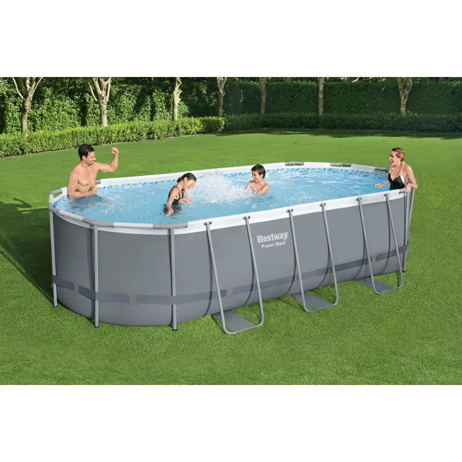 Bestway Power Steel Oval Pool Set (18' x 9' x 48 Inch/5.49m x 2.74m x 1.22m)