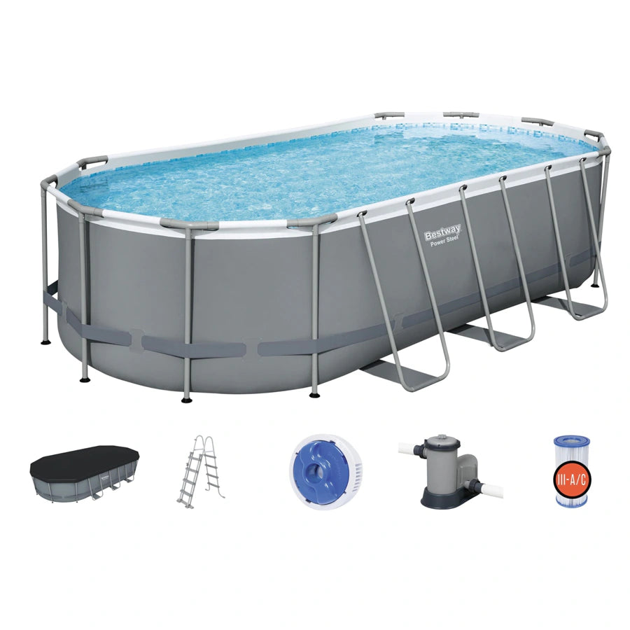 Bestway Power Steel Oval Pool Set (18' x 9' x 48"/5.49m x 2.74m x 1.22m)