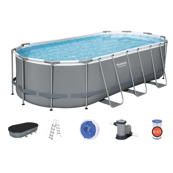 Bestway Power Steel Oval Pool Set (18' x 9' x 48"/5.49m x 2.74m x 1.22m)