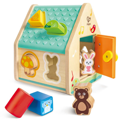 Hape Wooden Critter Animal House Shape Sorter Toy 9pcs