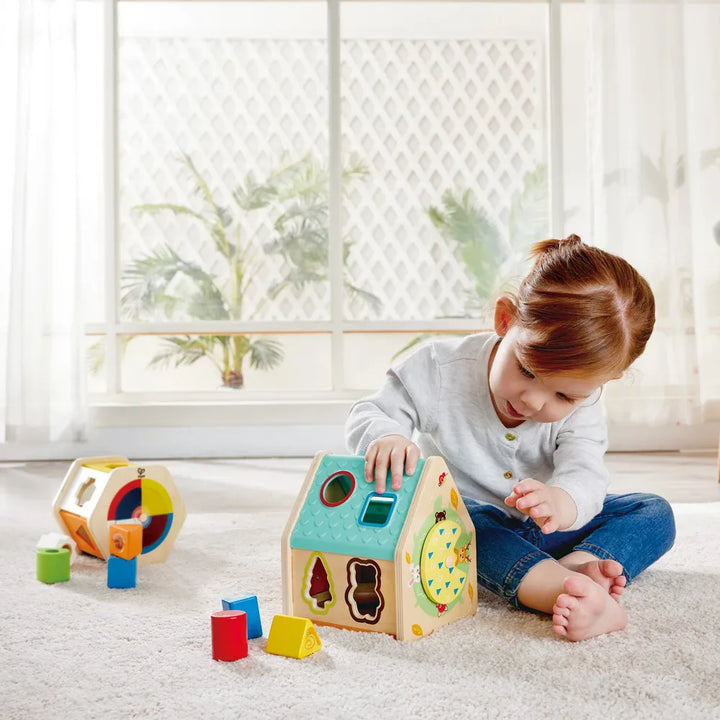 Hape Wooden Critter Animal House Shape Sorter Toy 9pcs