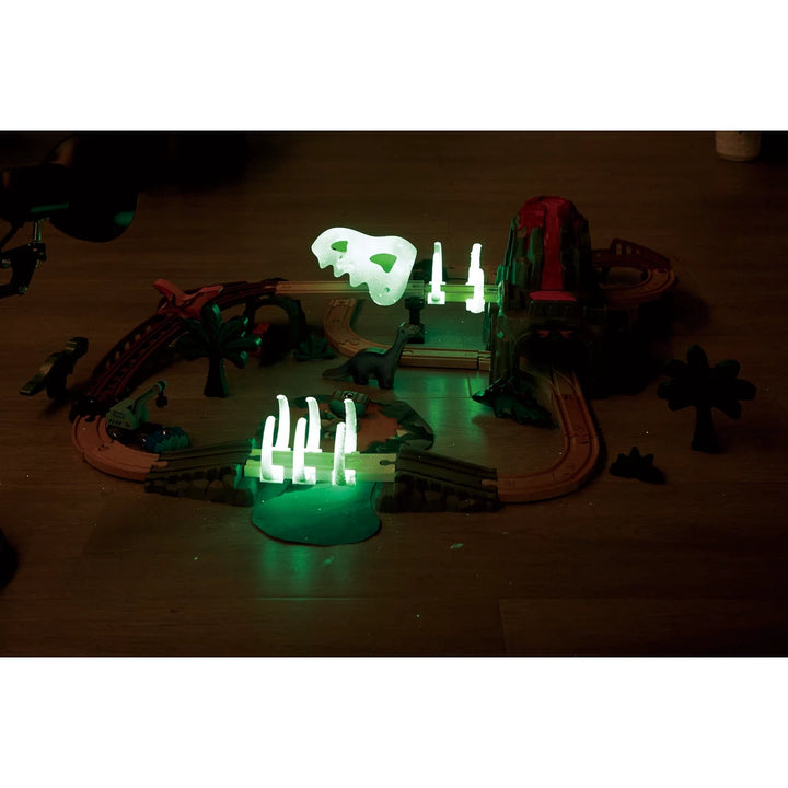 Hape Dino Wooden Railway Adventure Set Glow in the Dark 61pcs