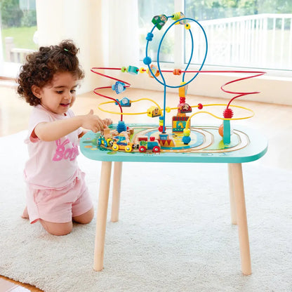 Hape Wooden Railway Train Activity Table w/ Bead Maze 6pcs