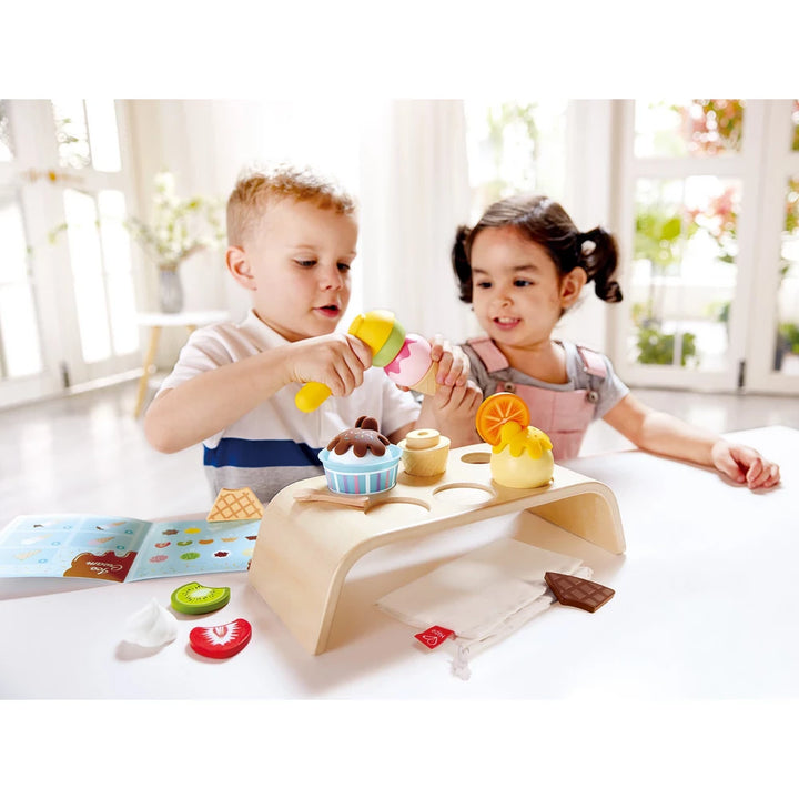 Hape Stackable Wooden Ice Cream Set & Accessories 20 pcs