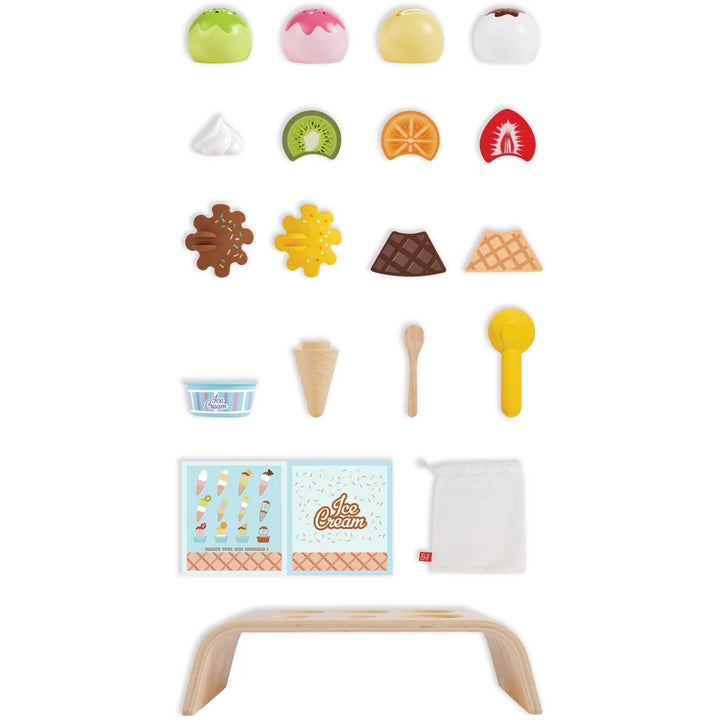 Hape Stackable Wooden Ice Cream Set & Accessories 20 pcs