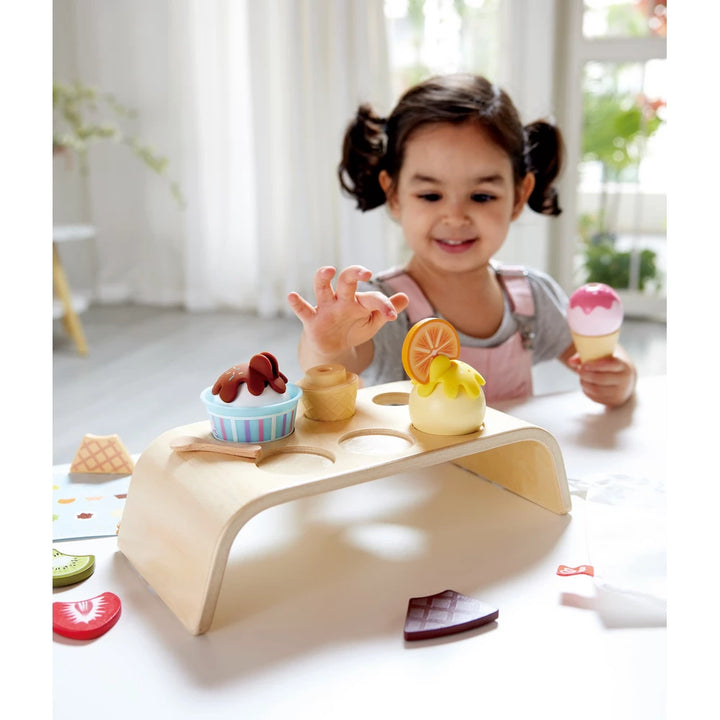 Hape Stackable Wooden Ice Cream Set & Accessories 20 pcs