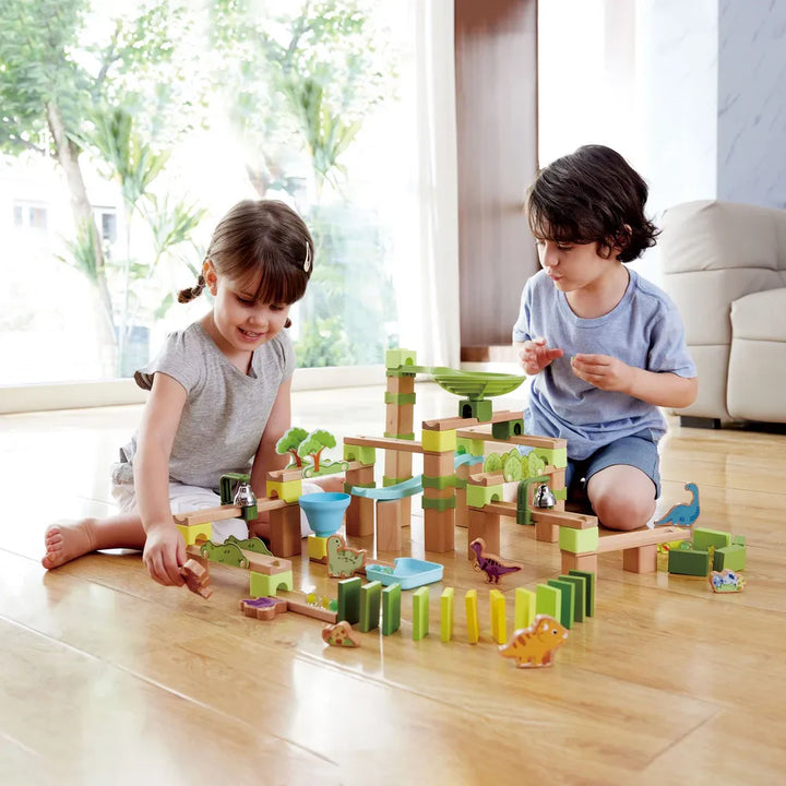 Hape Quadrilla Dino Adventure Marble Run Wooden Toys 131pcs