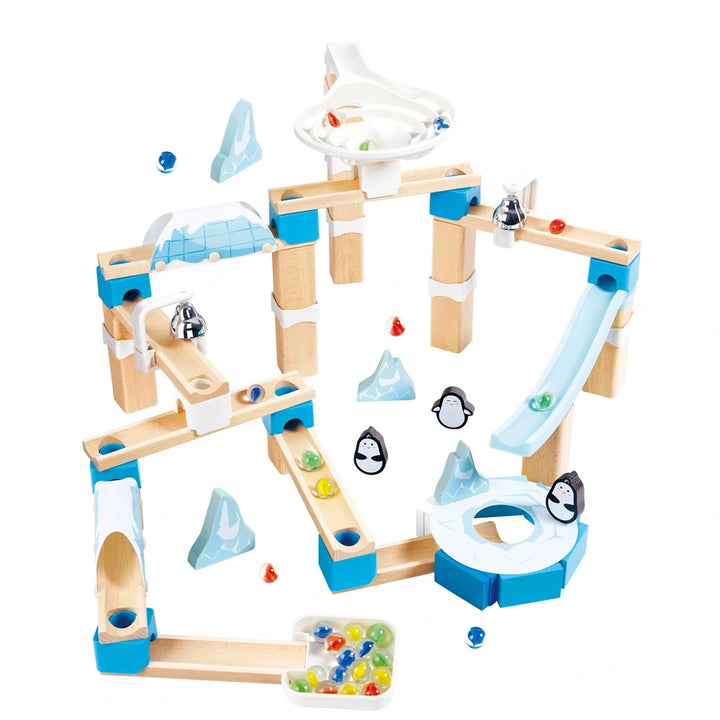 Hape Quadrilla Penguin Marble Run - 112 pcs Wooden Set