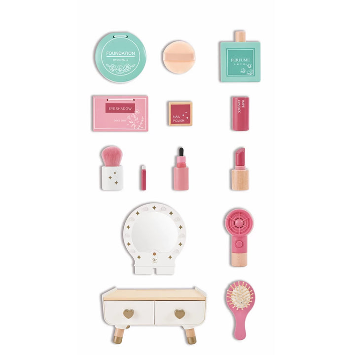 Hape My Stylish Dressing Table Wooden Vanity for Girls 14pcs