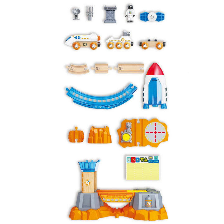 Hape Mars Mission Launch Glow in the Dark Railway Trainset 34pcs