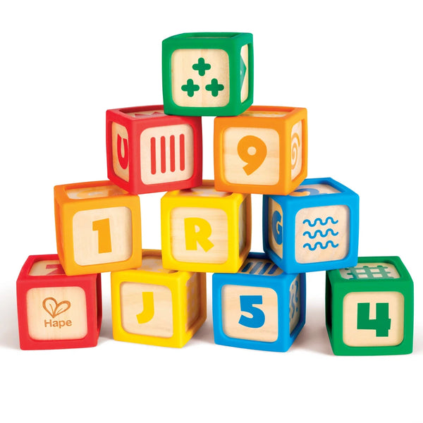 Hape Educational Grip-n-Stack Silicone & Wood Blocks 10pcs